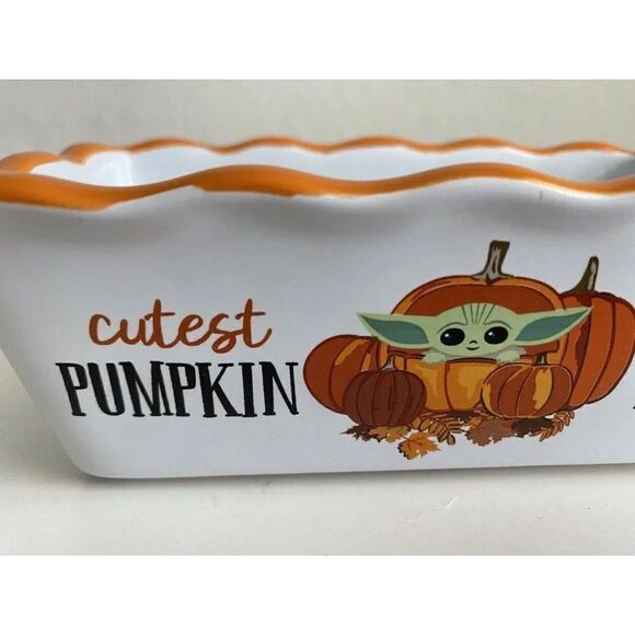 Star Wars Grogu Baby Yoda Pumpkin Fall MINI Loaf Bread Baking Pan Dish Ceramic - Picture 3 of 10